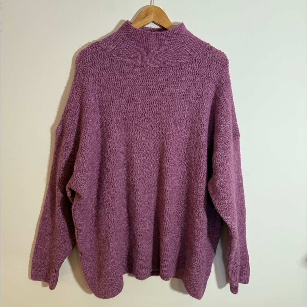 Topshop Oversized Pink/Purple Funnel Neck Sweater Size Extra Small